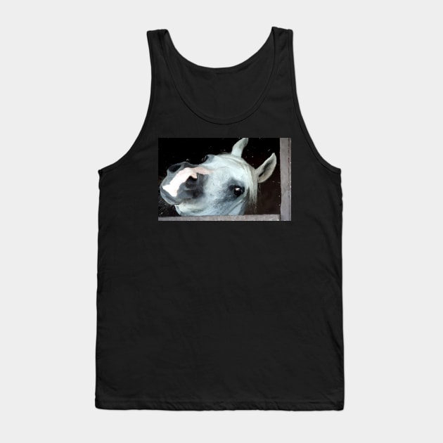 Grey Arabian Horse Portrait in Watercolor Portrait Tank Top by Oldetimemercan